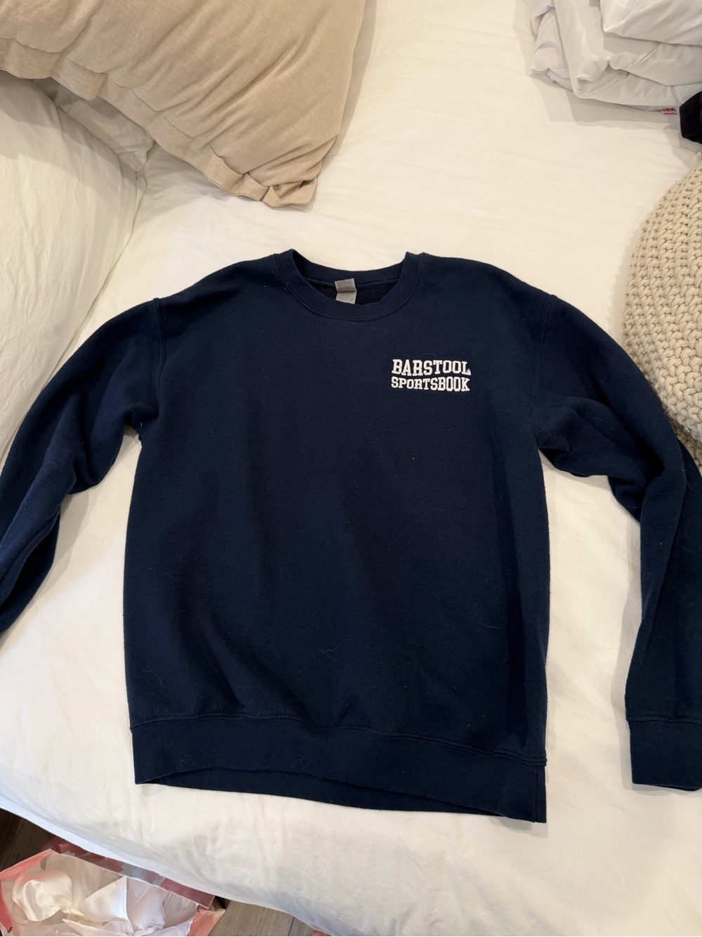 Gildan Navy Crewneck Sweatshirt with Barstool Sportsbook Logo